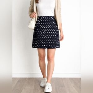 Banana Republic Dark Navy Polka Dot Skirt Size 8 Classic A-Line Skirt Feminine